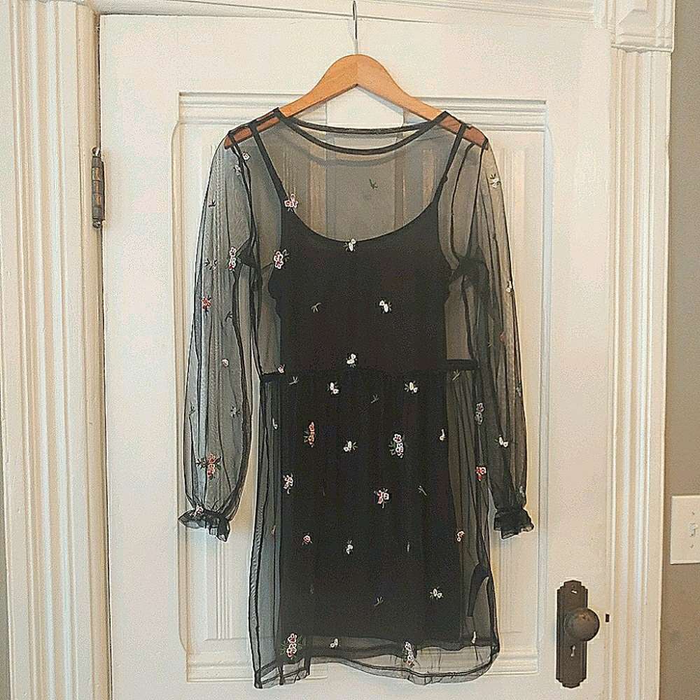 Sheer long sleeve dress